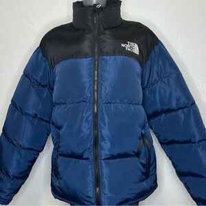 The North Face Blue and Black Down Puffer Jacket